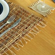 Zeegras Franje Natuurlijke Placemat - Houtskool
