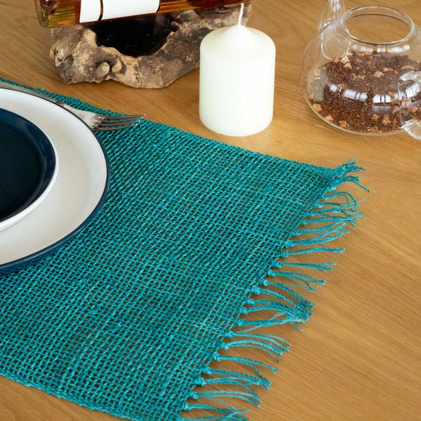 Zeegras Franje Natuurlijke Placemat - Turkoois