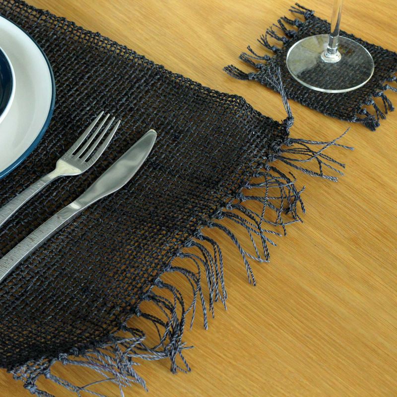 Zeegras Franje Natuurlijke Placemat - Zwart