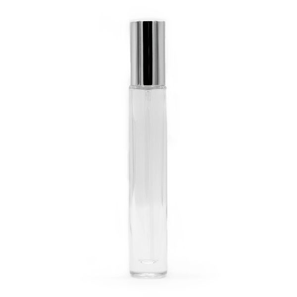 10ml Ronde Hoge Slanke Fles, Zilveren Spray en Dop