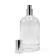100ml Ronde Dikke Fles, Zilveren Spray en Dop
