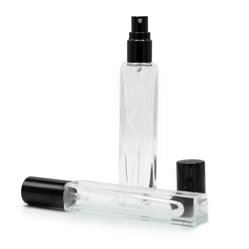 10ml Vierkante Hoge Slanke Fles, Zwarte Spray en Dop