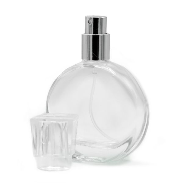 50ml Ovale Fles, Zilveren Spray en Kristallen Dop