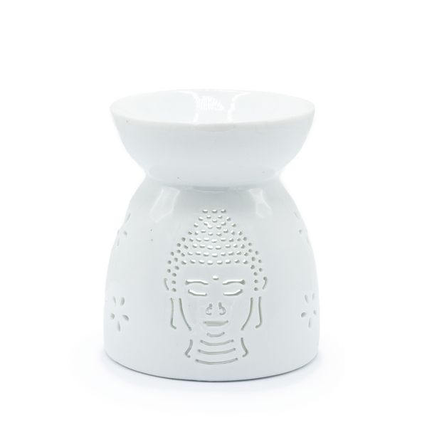 Oliebrander Boeddha Uitsnijding - Wit
