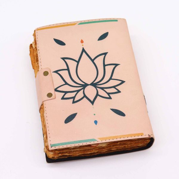 Lederen Notitieboek met Zeven Chakra Kleuren en Scheurrand (18x13 cm)