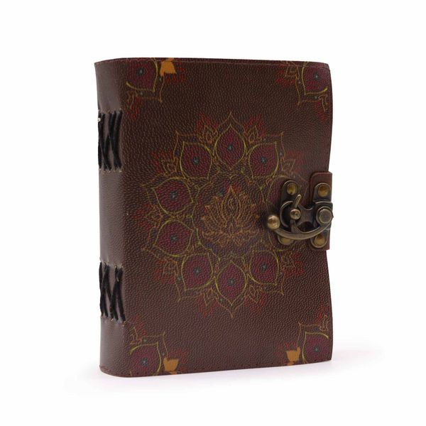 Lederen Lotus Mandala Notitieboek met Scheurrand (18x13 cm)