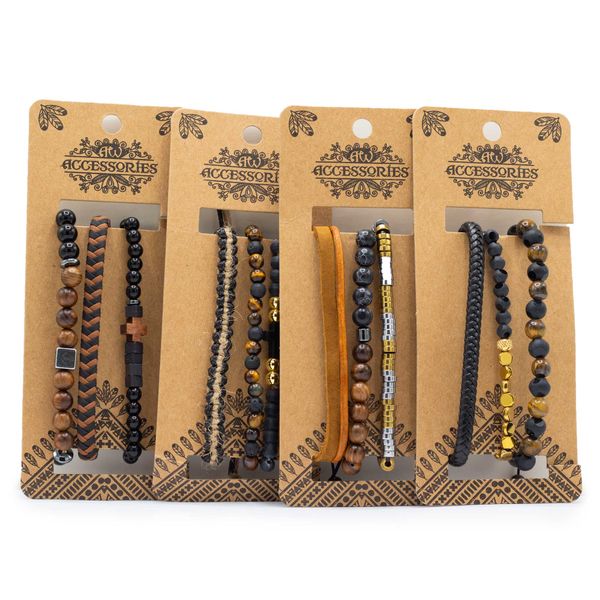 Mannen Premium Armbandensets - Zwart & Tans (asst)