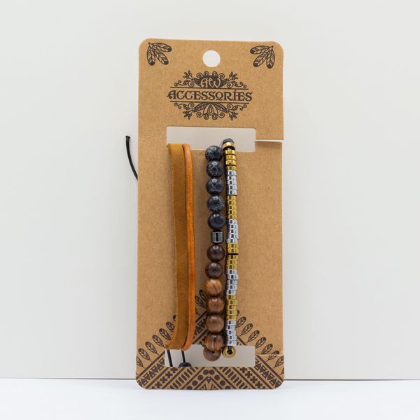 Mannen Premium Armbandensets - Zwart & Tans (asst)