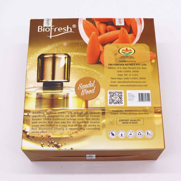 Biofresh Backflow Wierookkegels (40 kegels) - Sandelhout
