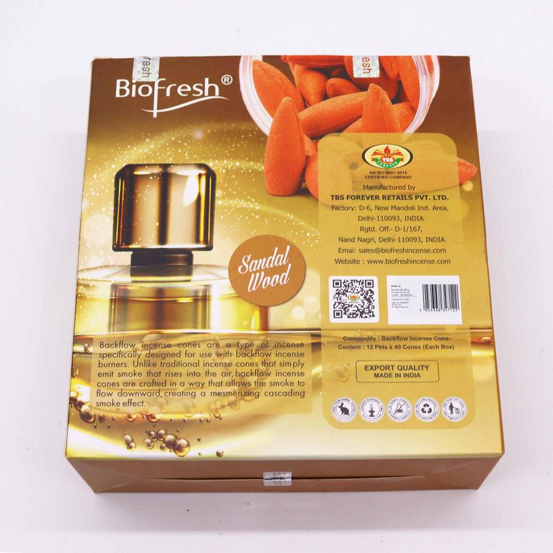 Biofresh Backflow Wierookkegels (40 kegels) - Sandelhout