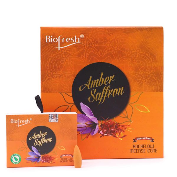 Biofresh Backflow Wierookkegels (40 kegels) - Amber Saffraan