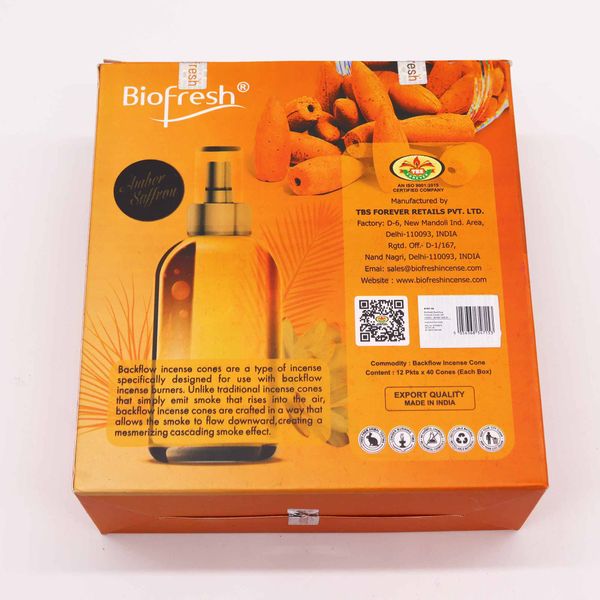 Biofresh Backflow Wierookkegels (40 kegels) - Amber Saffraan
