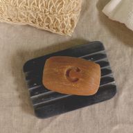 Grijze Speksteen Zeephouder 12x8,5 cm - Diepe Ribbels