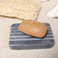 Grijze Speksteen Zeephouder 12x8,5 cm - Diepe Ribbels