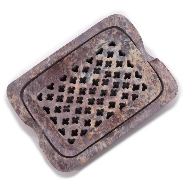 Spekstenen Zeephouder met Afvoer 11x8 cm - Klassiek Vierkant