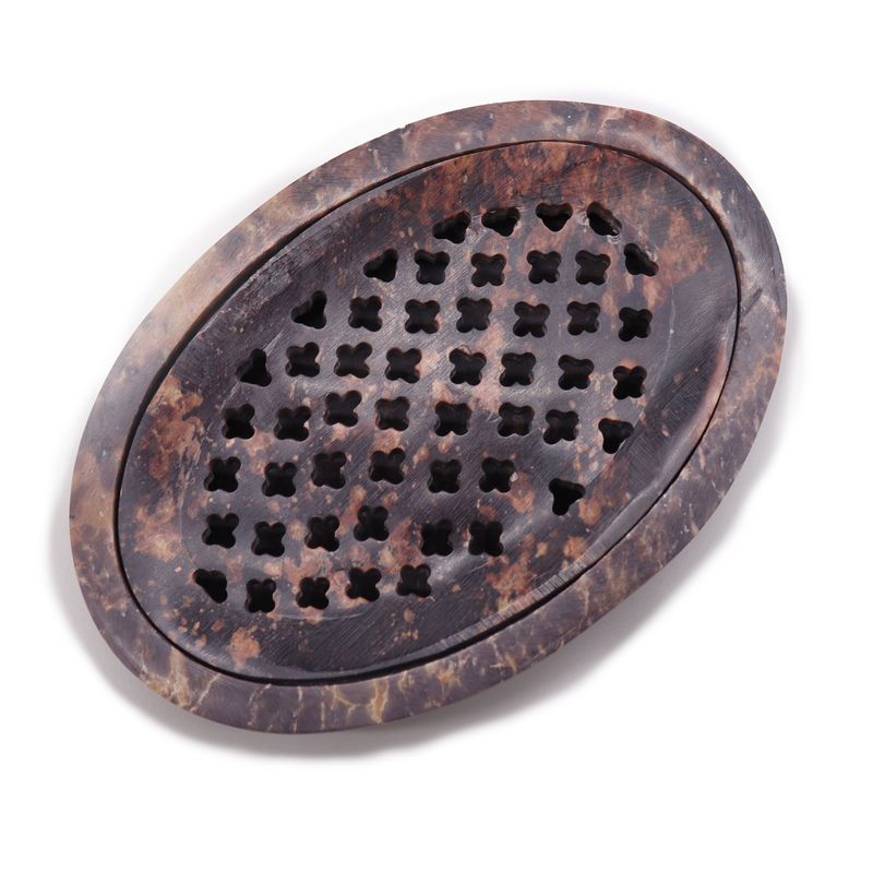 Spekstenen Zeephouder met Afvoer 11x8 cm - Klassiek Ovaal