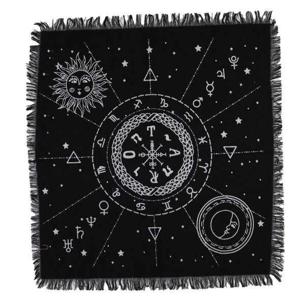 Esoterisch Altaardoek met Franjes - Maan & Zon Kaart