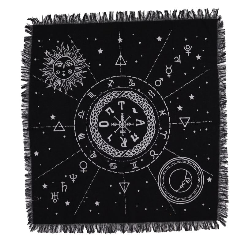 Esoterisch Altaardoek met Franjes - Maan & Zon Kaart