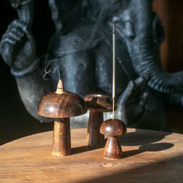 Set van 3 Mini Wierookpaddenstoelen (8cm 7cm 6,5cm)