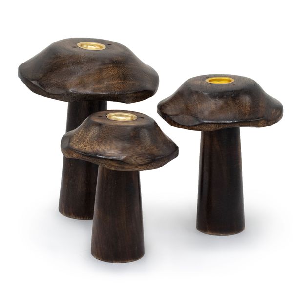 Set van 3 Platte Wierookkegel Paddenstoelen (13cm 12cm 11cm)