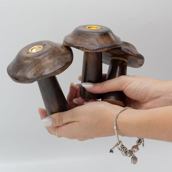 Set van 3 Platte Wierookkegel Paddenstoelen (13cm 12cm 11cm)