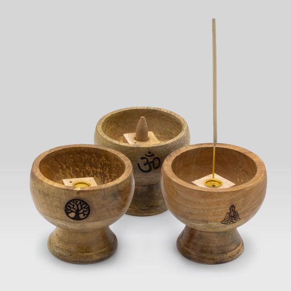 Grote Rituele Kom Wierookkegelhouder 11x9 cm - Om