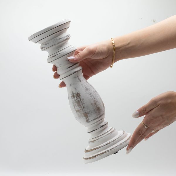 Klassieke Kandelaar - Whitewash - 30x10cm - Medium