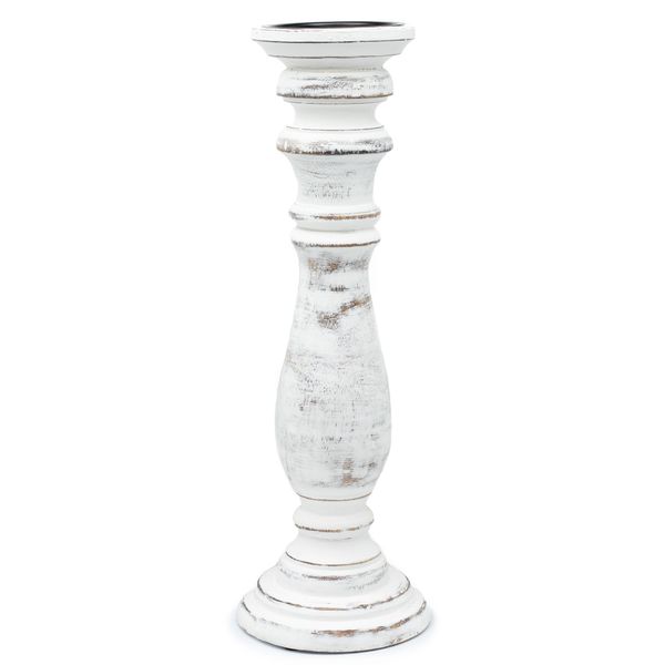 Klassieke Kandelaar - Whitewash - 37x10cm - Groot