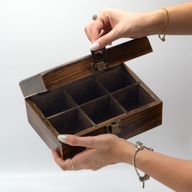 Mango Houten Theedoos – 6 vakken – 23x15x9,5 cm