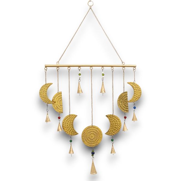 Indianen Windgong - Koperen Maanfasen Klokjes - 43x40cm