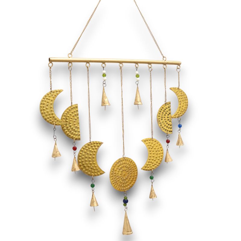 Indianen Windgong - Koperen Maanfasen Klokjes - 43x40cm