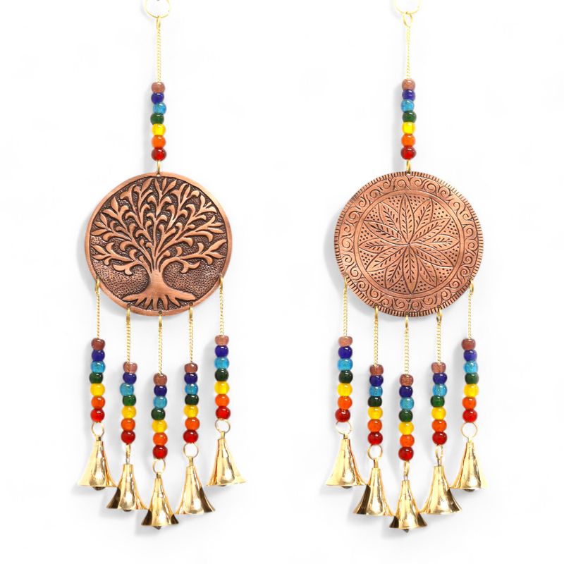 Indianen Windgong - Middel Levensboom - Chakra Kralen 5 Klokjes - 10x36cm