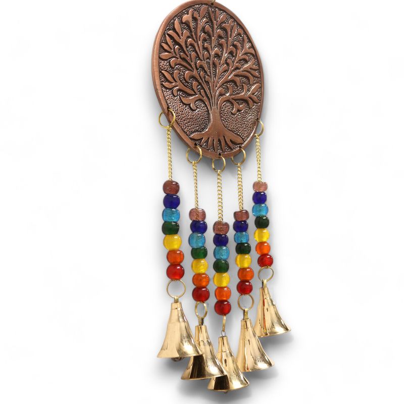 Indianen Windgong - Middel Levensboom - Chakra Kralen 5 Klokjes - 10x36cm