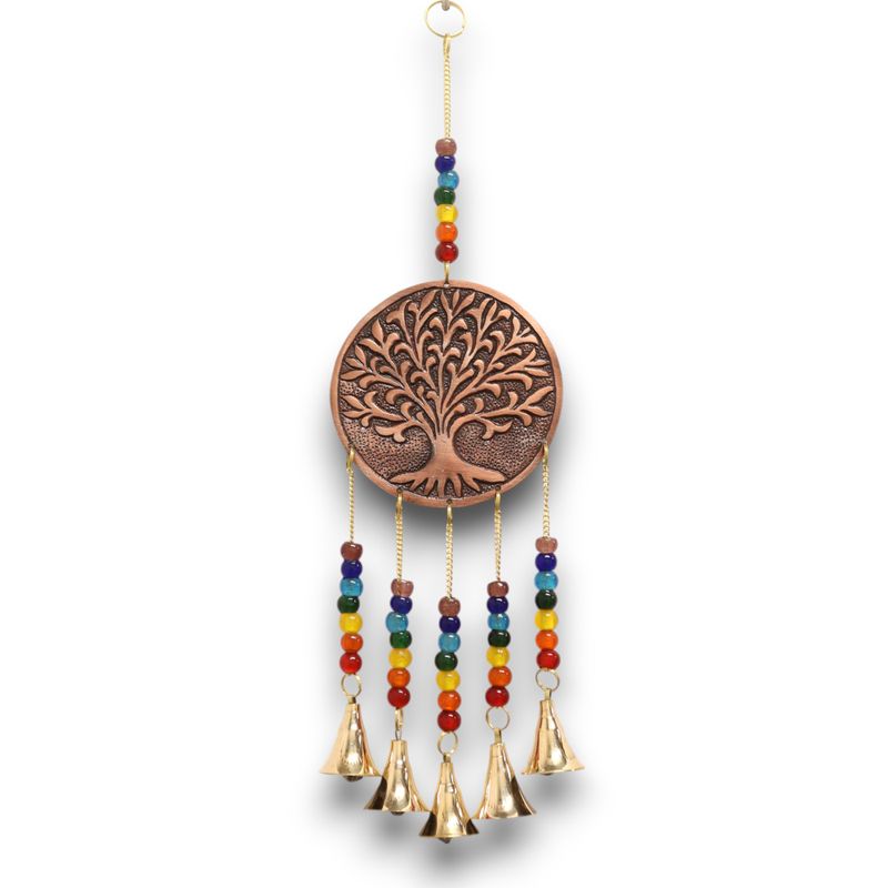 Indianen Windgong - Middel Levensboom - Chakra Kralen 5 Klokjes - 10x36cm