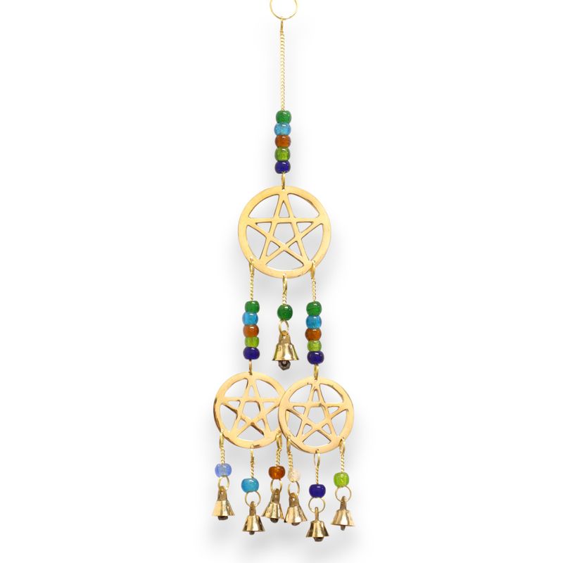 Indianen Windgong - Koperen Tri-Pentagram - 7 Klokjes - 9.5x32cm
