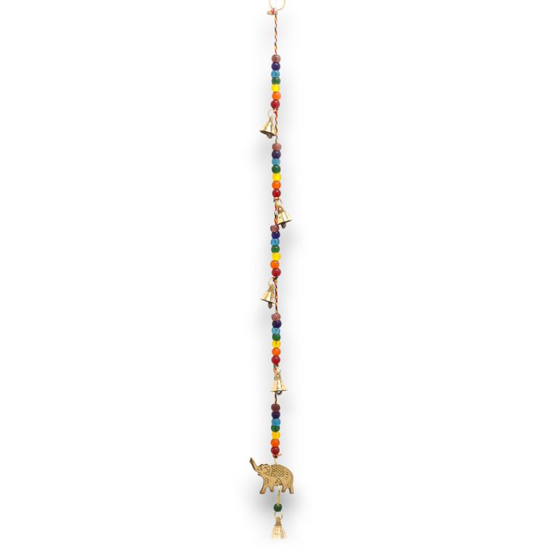 Indianen Windgong - Koperen Olifant met Chakra Kralen String Klokjes - 53cm
