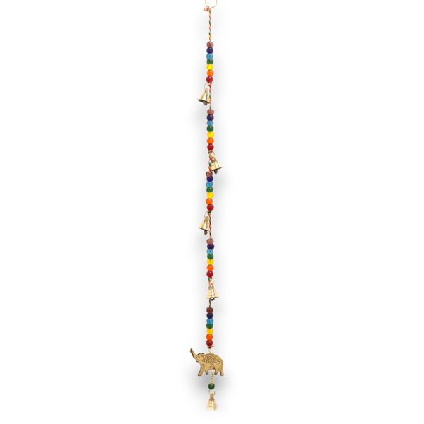 Indianen Windgong - Koperen Olifant met Chakra Kralen String Klokjes - 53cm