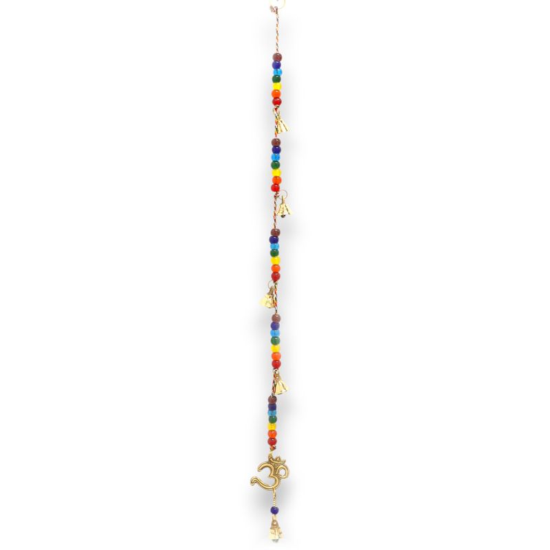 Indianen Windgong - Koperen OM met Chakra Kralen String Klokjes - 53cm