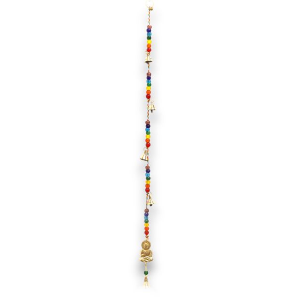 Indianen Windgong - Koperen Boeddha met Chakra Kralen String Klokjes - 53cm