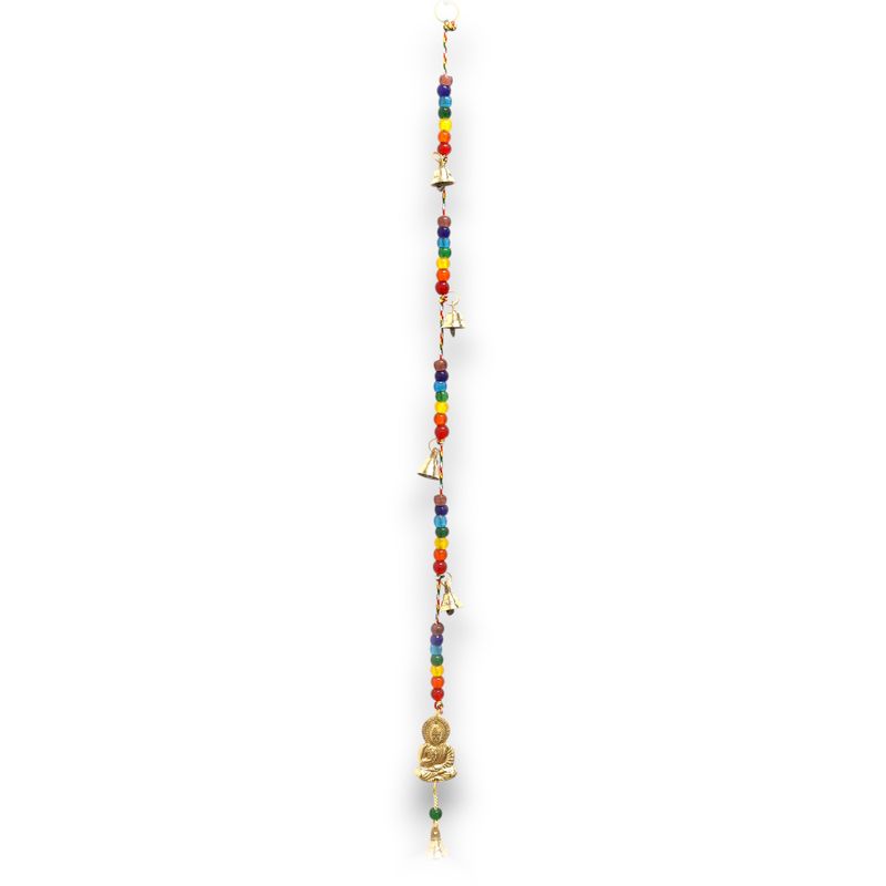 Indianen Windgong - Koperen Boeddha met Chakra Kralen String Klokjes - 53cm