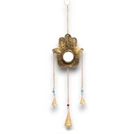 Indianen Windgong - Hamsa Sm Spiegel 3 Klokjes - 14x55cm