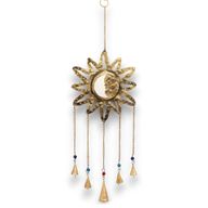 Indianen Windgong - Zon Maan Sm Spiegel 5 Klokjes - 12x65cm