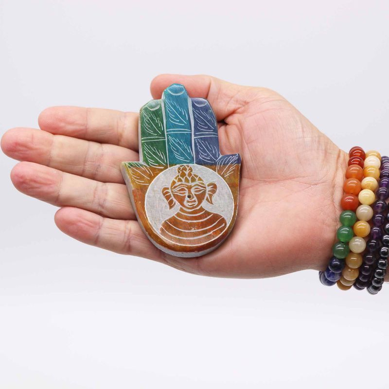 Speksteen Hamsa Wierookhouder 9x6cm - Boeddha