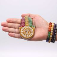 Speksteen Hamsa Wierookhouder 9x6cm - Zon Gezicht