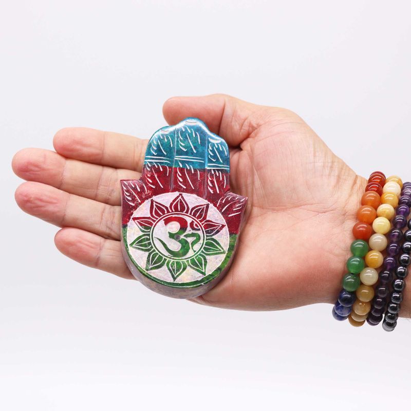Speksteen Hamsa Wierookhouder 9x6cm - OM