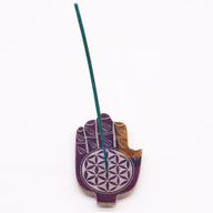 Speksteen Med Hamsa Wierookhouder 13x9cm - Bloem des Levens