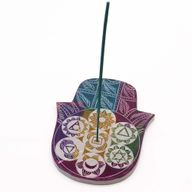 Speksteen Lrg Hamsa Wierookhouder 18x15x1.2cm - 7 Chakra