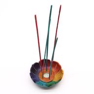Speksteen Lotus Bloem Wierookhouder 10x3cm - Chakra Kleuren