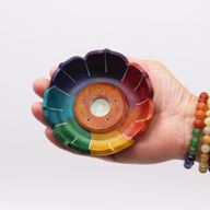 Speksteen Lotus Bloem Wierookhouder 10x3cm - Chakra Kleuren