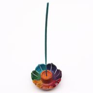 Speksteen Kleine Lotus Bloem Wierookhouder 7.5x2.5cm - Chakra Kleuren